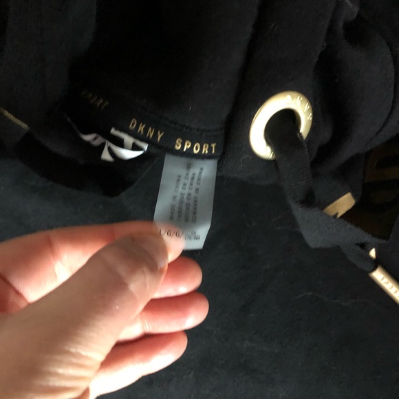 DKNY SPORT Black Long Sleeve Hooded Dress NWT in Size L - Picture 3 of 6